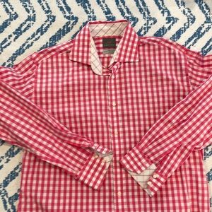 Thomas dean pink and white checkered button-down XL